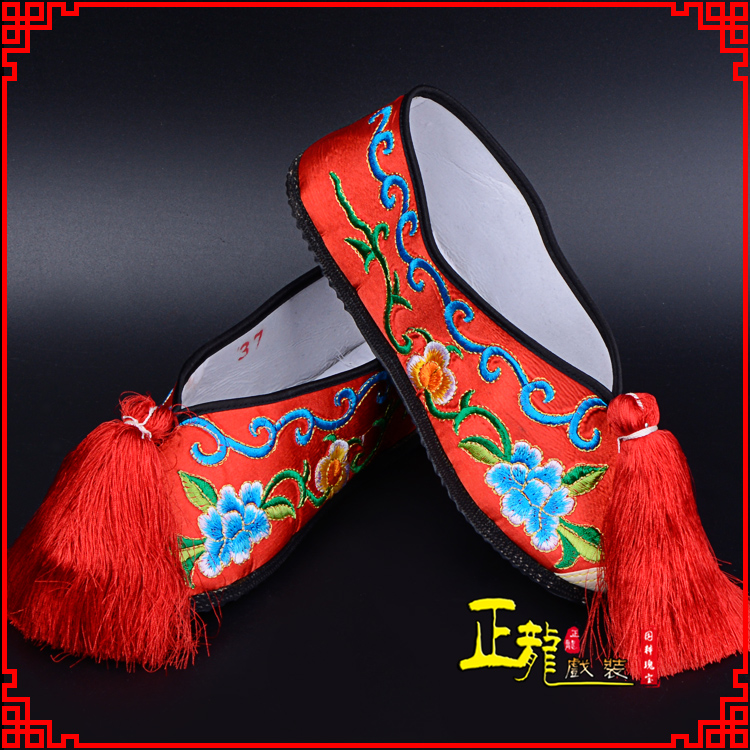 商丘京剧越剧戏曲彩鞋花旦绣花 普平底彩鞋
